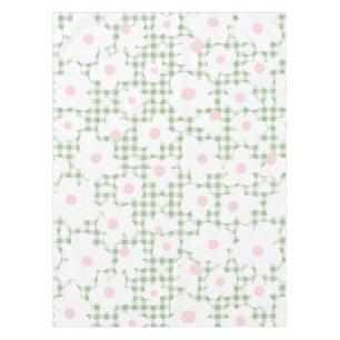 Toalha De Mesa Padrão de margarida moderna em Sage Gingham Xadrez