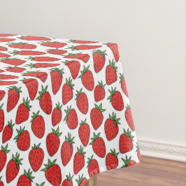Toalha De Mesa Padrão De Morango Vermelho Desenhado À Mão