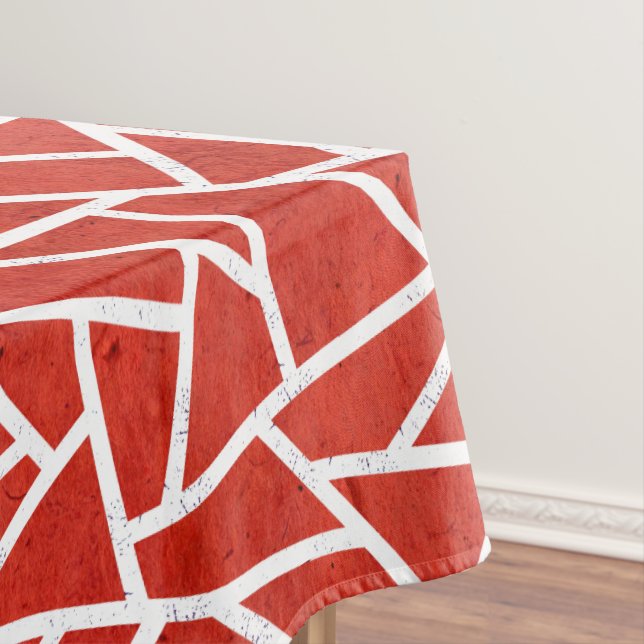 Toalha De Mesa Padrão de mosaico vermelho e branco (Posição Original)