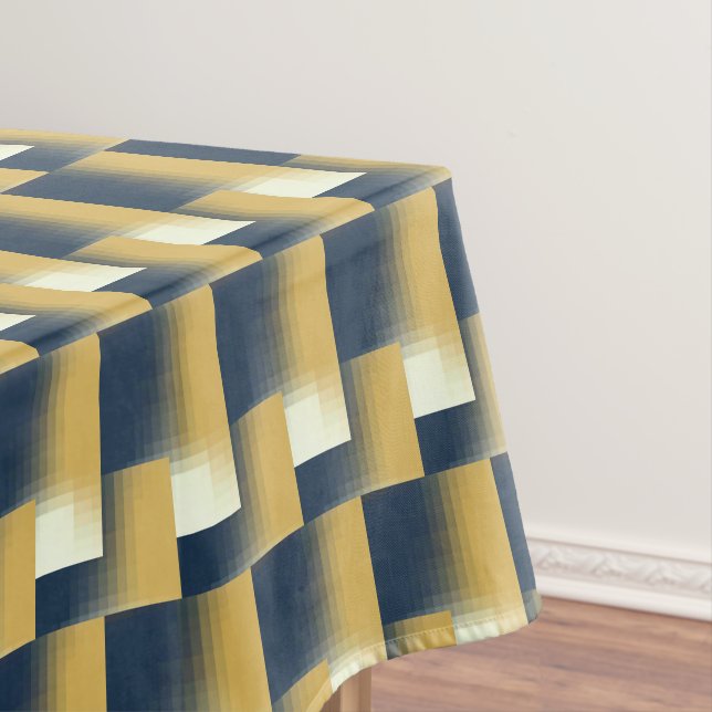 Toalha De Mesa Padrão de Na moda amarelo da mostarda azul do Mari (Posição Original)