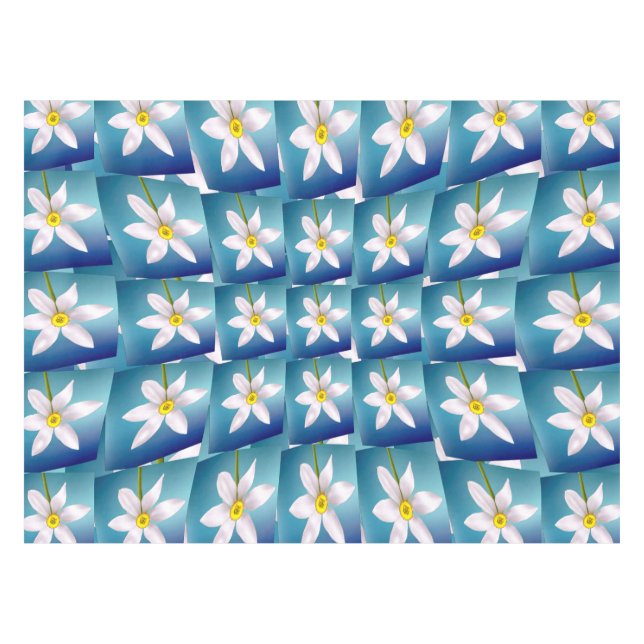 Toalha De Mesa Padrão de Narciso Branco (Frente (Horizontal))