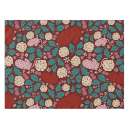 Toalha De Mesa Padrão de Natais vintages de Teal Vermelho Cozy