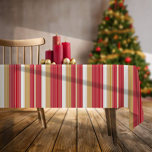 Toalha De Mesa Padrão de Natal do Pinstripe Dourado Vermelho nº 2
