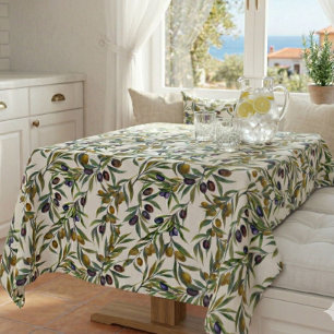 Toalha De Mesa Padrão de oliveira em aquarela verde sage country