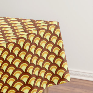 Toalha De Mesa padrão de onda Art Deco - chocolate e amarelo