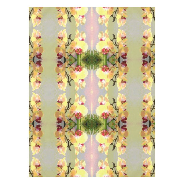 Toalha De Mesa Padrão de Orquídeas Amarelas (Frente)