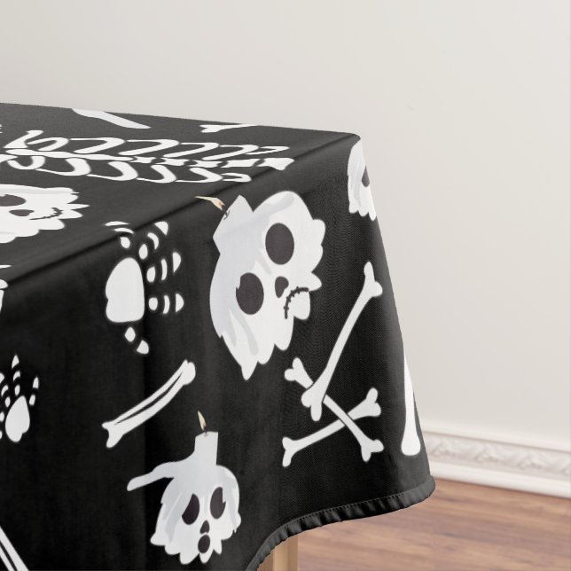 Toalha De Mesa Padrão de Ossos do Skeleton do Halloween (Posição Original)