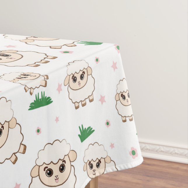 Toalha De Mesa Padrão de Ovinos Reproduzível (Posição Original)