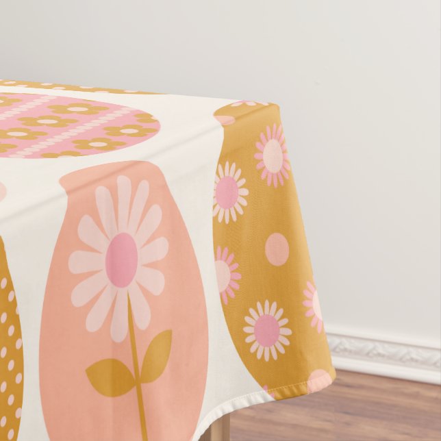 Toalha De Mesa Padrão de Ovo de Páscoa Floral no Amarelo-Rosa-Boh (Posição Original)