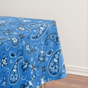 Toalha De Mesa Padrão de Paisley Bandana Azul Retroativo