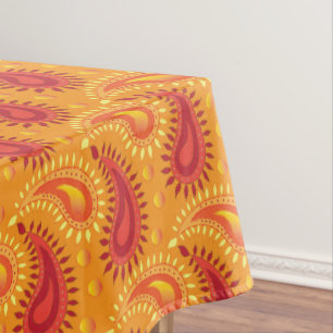 Toalha De Mesa Padrão de Paisley Persa Laranja Oriental