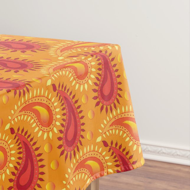 Toalha De Mesa Padrão de Paisley Persa Laranja Oriental (Posição Original)