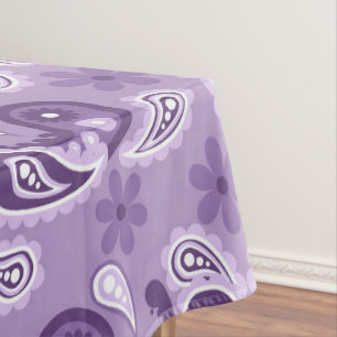 Toalha De Mesa Padrão de Paisley Roxo e Branco Shabby Chic