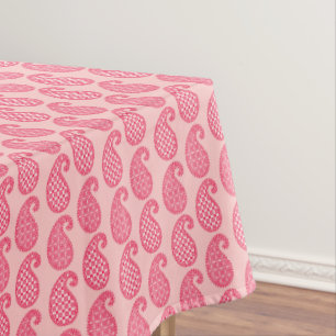 Toalha De Mesa Padrão de Paisley, tons de coral rosa