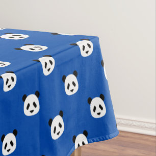Toalha De Mesa Padrão de Panda Minimalista - Azul Cobalto