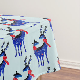 Toalha De Mesa Padrão de Par de Reinador de Natal Nórdico Azul