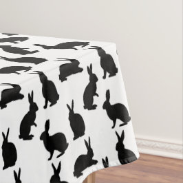Toalha De Mesa Padrão de Páscoa de Coelho Preto e Branco Moderno