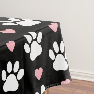 Toalha De Mesa Padrão De Patas, Patas Cachorros, Patas Brancas, C