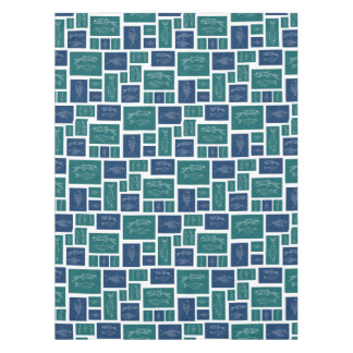 Toalha De Mesa Padrão de Peixe Azul Verde Vintage