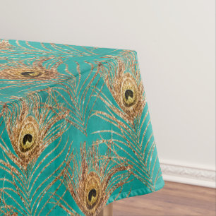 Toalha De Mesa Padrão de Penas de Peacock de Litter