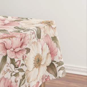 Toalha De Mesa Padrão de Peônias Floridas Vintage