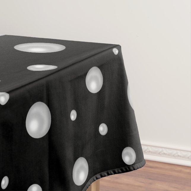 Toalha De Mesa Padrão de Pérola em Fundo Preto (Posição Original)