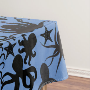 Toalha De Mesa Padrão de polvo.w Fundo Azul