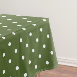 Toalha De Mesa Padrão de Pontos Brancos em Fundo Verde Oliva