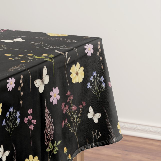 Toalha De Mesa Padrão de Primavera de Aquarela de Flores Selvagen (Posição Original)