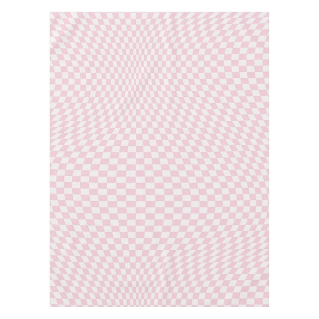 Toalha De Mesa Padrão de Quadro de Verificação Rosa do Pastel Ver (Frente)