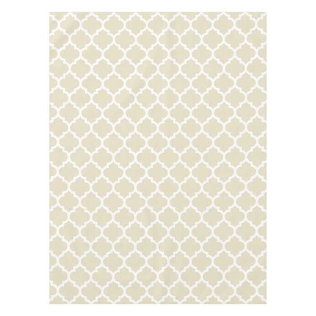 Toalha De Mesa Padrão de Quatrefoil Branco de areia bege marroqui (Frente)