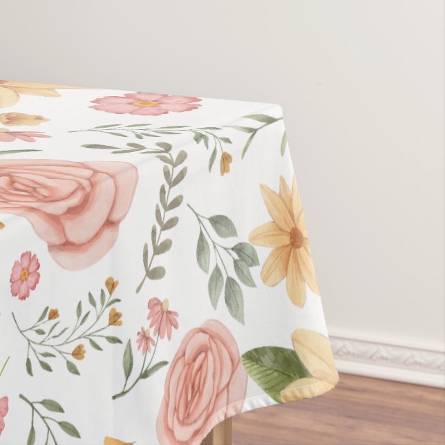 Toalha De Mesa Padrão de Rosa de flor selvagem do legante rosa (Posição Original)