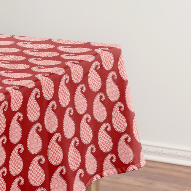 Toalha De Mesa Padrão de salada, vermelho profundo e branco (Posição Original)