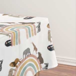 Toalha De Mesa Padrão de Selva Arco-Íris de Cores Terrestres
