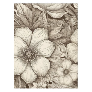 Toalha De Mesa Padrão de Sepia Floral Vintage (4)