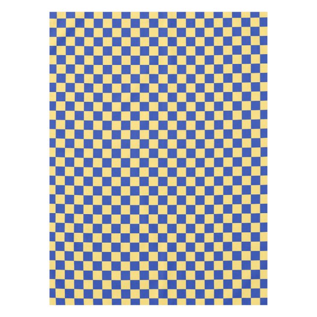 Toalha De Mesa Padrão de tabuleiro xadrez amarelo e azul (Frente)