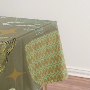 Toalha De Mesa Padrão de Teacup de Taupe de meio século