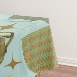 Toalha De Mesa Padrão de Teacup Turquesa do meio século