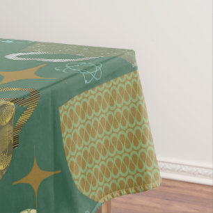 Toalha De Mesa Padrão de Teacup Verde Retroativo do meio século