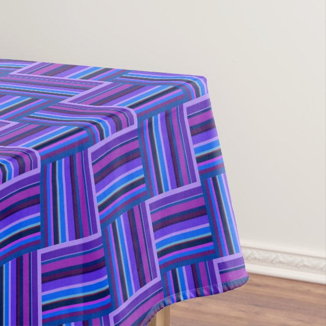 Toalha De Mesa Padrão de tecelagem de fitas azuis e roxas (Posição Original)