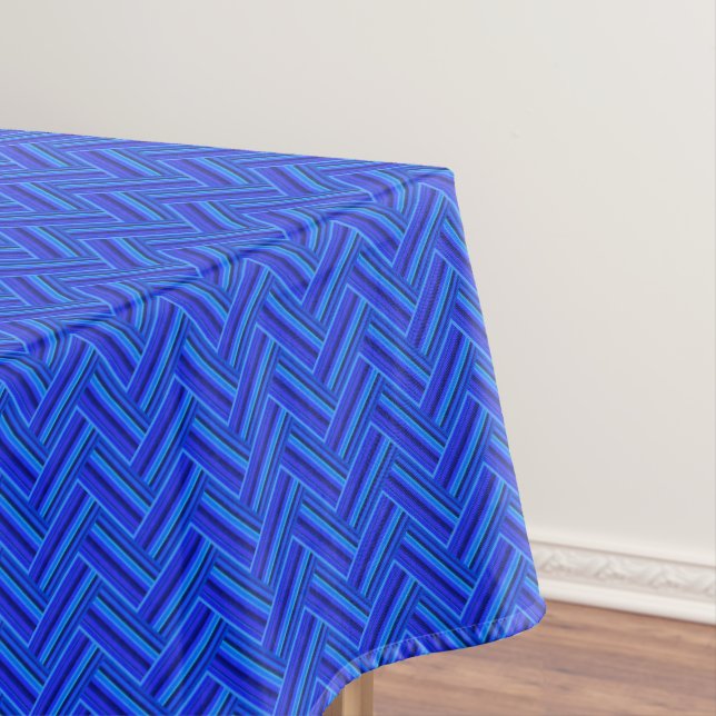 Toalha De Mesa Padrão de tecelagem dupla de tiras azuis (Posição Original)