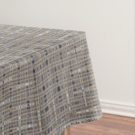 Toalha De Mesa Padrão de Tecido Azul, Branca e Marrom