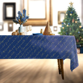 Toalha De Mesa Padrão de Tipografia Dourada de Natal Azul nº 36 I