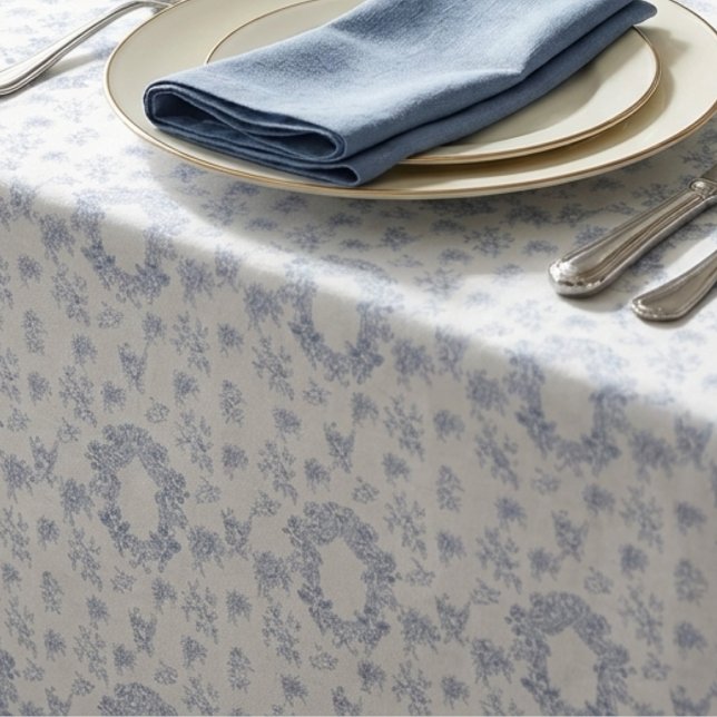 Toalha De Mesa Padrão de Toile Francês Branco Azul (Criador carregado)