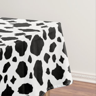Toalha De Mesa Padrão de Vaca Preto Branco País