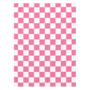 Toalha De Mesa Padrão de Verificação Branco Cor-de-Rosa