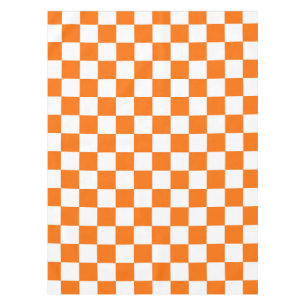 Toalha De Mesa Padrão de Verificação Branco Laranja