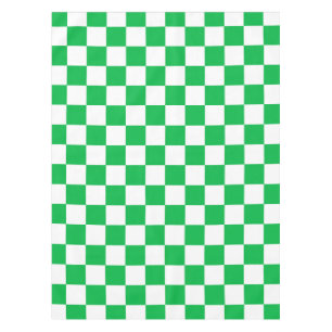 Toalha De Mesa Padrão de Verificação Branco Verde