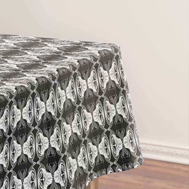 Toalha De Mesa Padrão de wallpaper Art Deco - preto e branco (Posição Original)