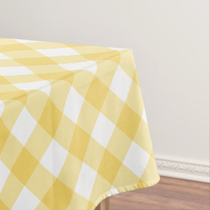 Toalha De Mesa Padrão De Xadrez Amarelo E Branco De Gingham